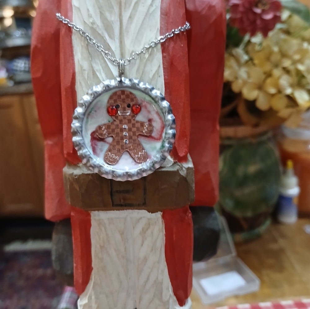 Silver Gingerbread Pendant Necklace